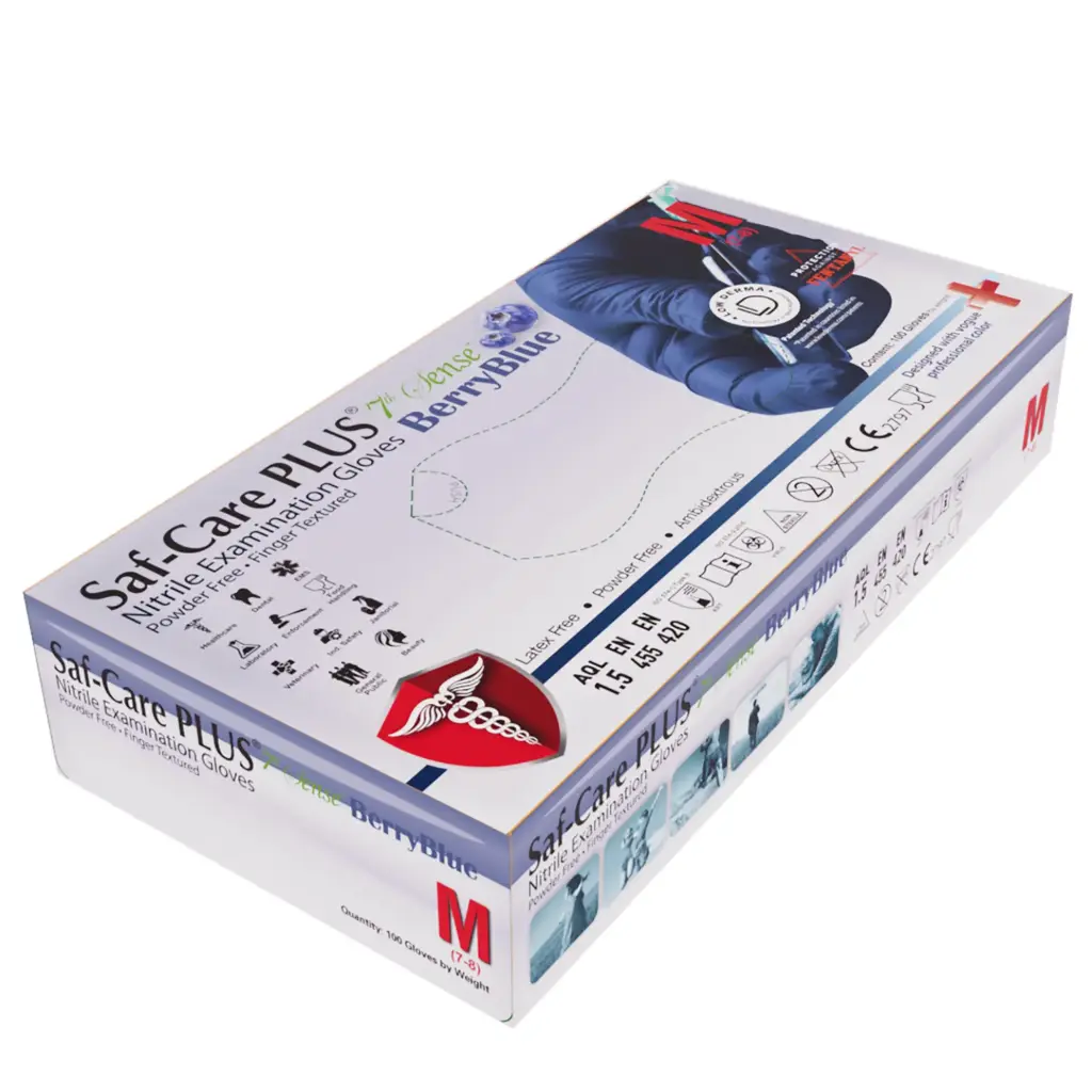 [防致敏] Saf-Care PLUS 純丁腈手套 - BerryBlue - 100隻