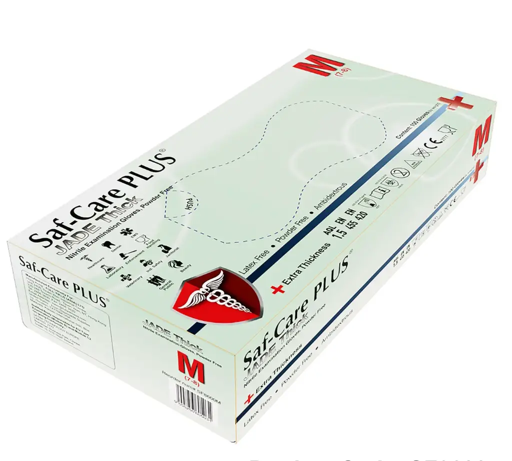 [特厚款] Saf-Care PLUS 純丁腈手套 - JadeThick - 100隻 (M (闊95-96mm))